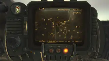 A look at the Pip-Boy and the New Vagus world map.